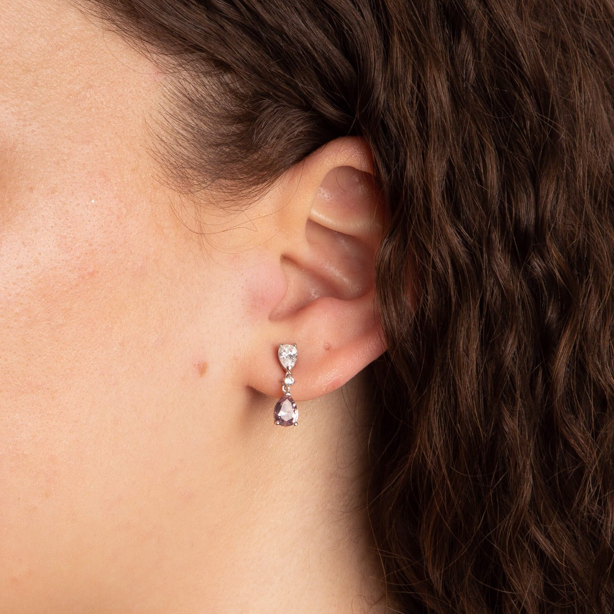 Diamonfire Teardrop Shaped Pink Zirconia Drop Earrings