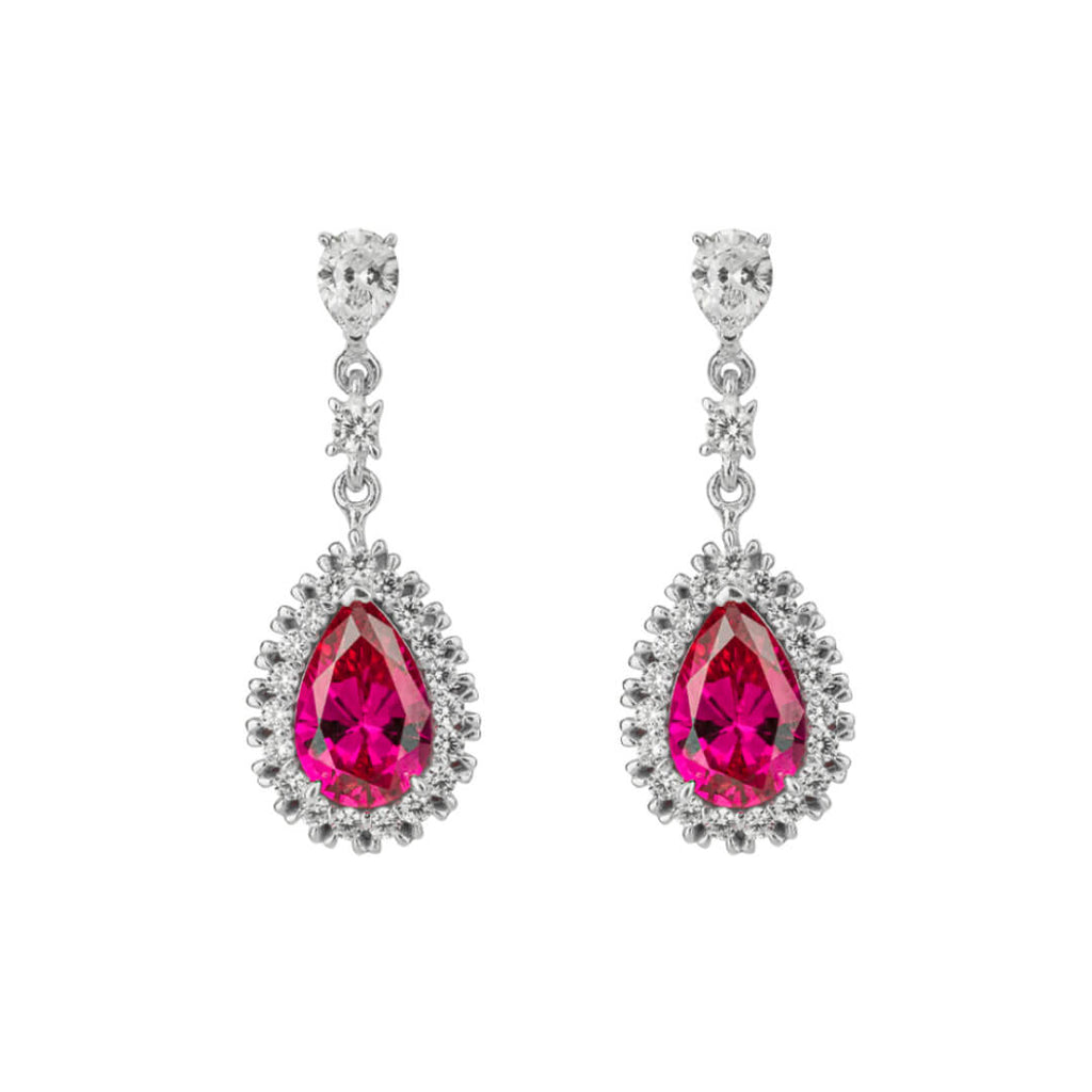 Diamonfire Teardrop and Pave Surround Earrings