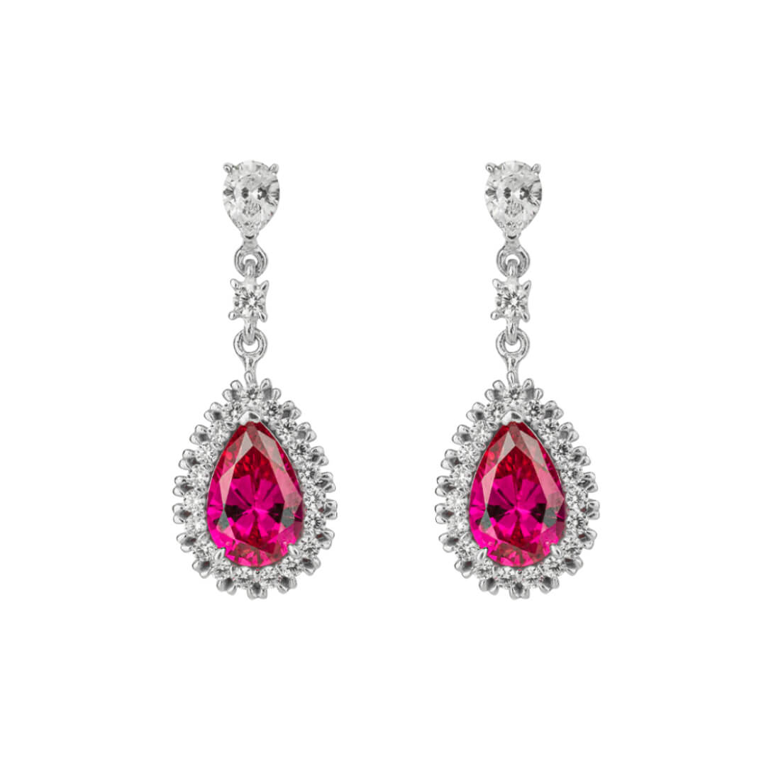Diamonfire Teardrop and Pave Surround Earrings