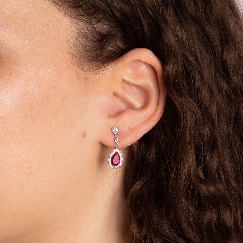 Diamonfire Teardrop and Pave Surround Earrings
