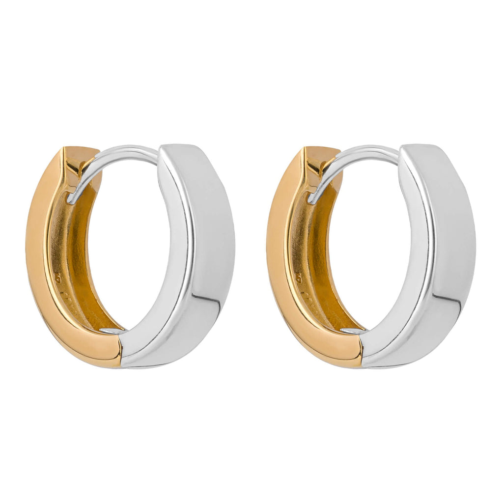 Beginnings Two Tone Flat Huggie Hoop Earrings