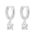 Beginnings Huggie Hoop Earrings with Cubic Zirconia Drop Charm
