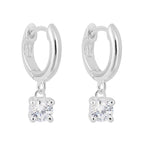 Beginnings Huggie Hoop Earrings with Cubic Zirconia Drop Charm