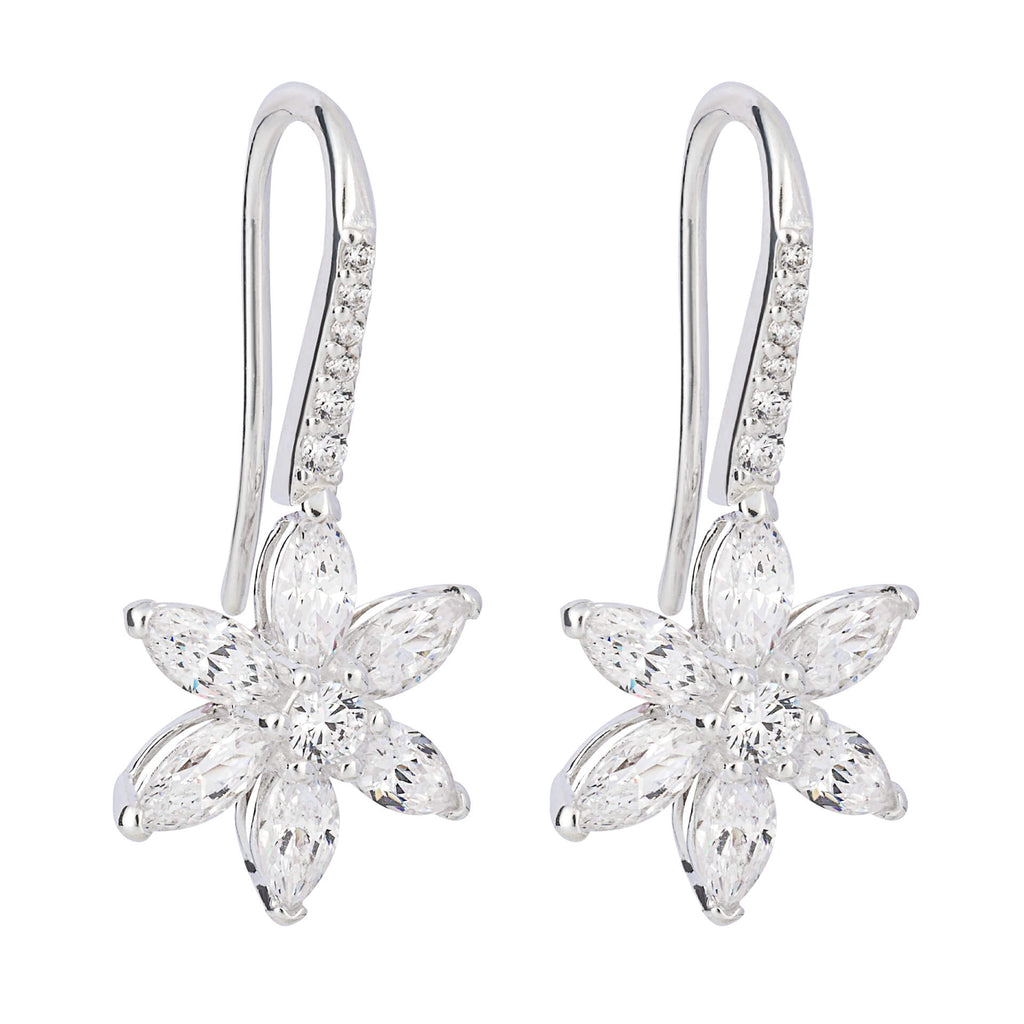 Beginnings Flower Drop Earrings with Cubic Zirconia