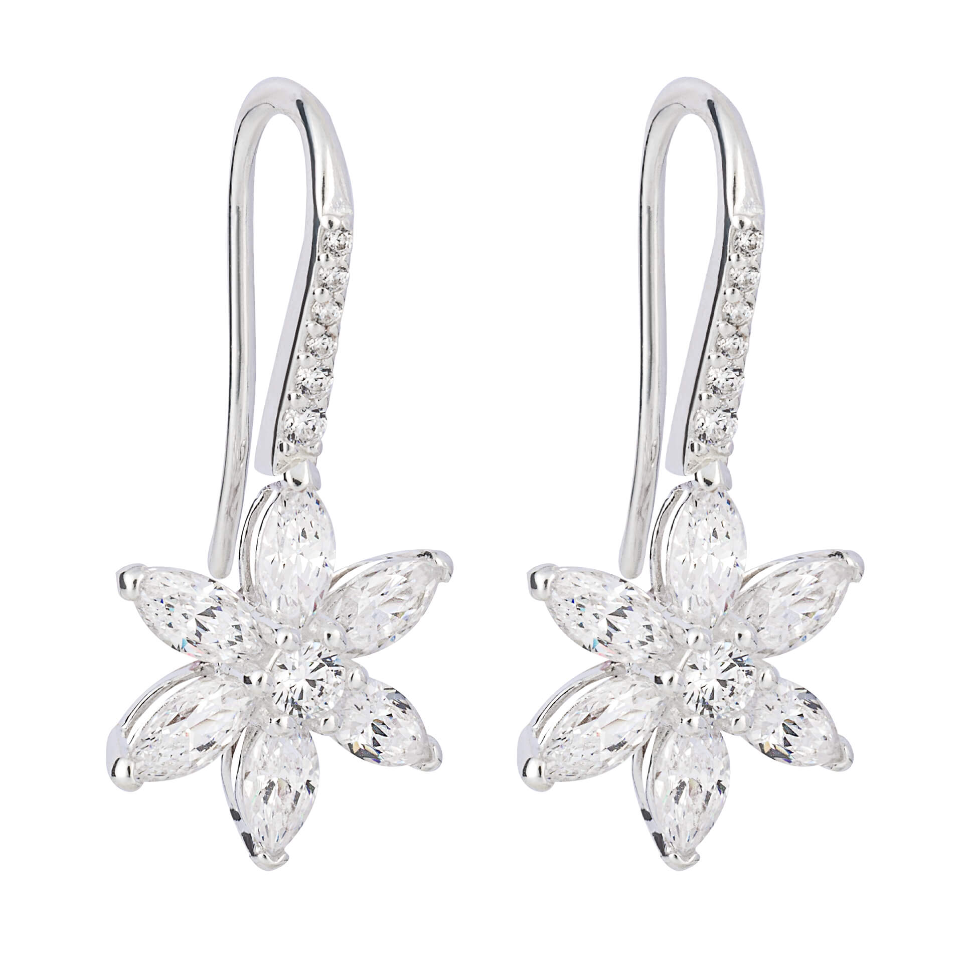 Beginnings Flower Drop Earrings with Cubic Zirconia