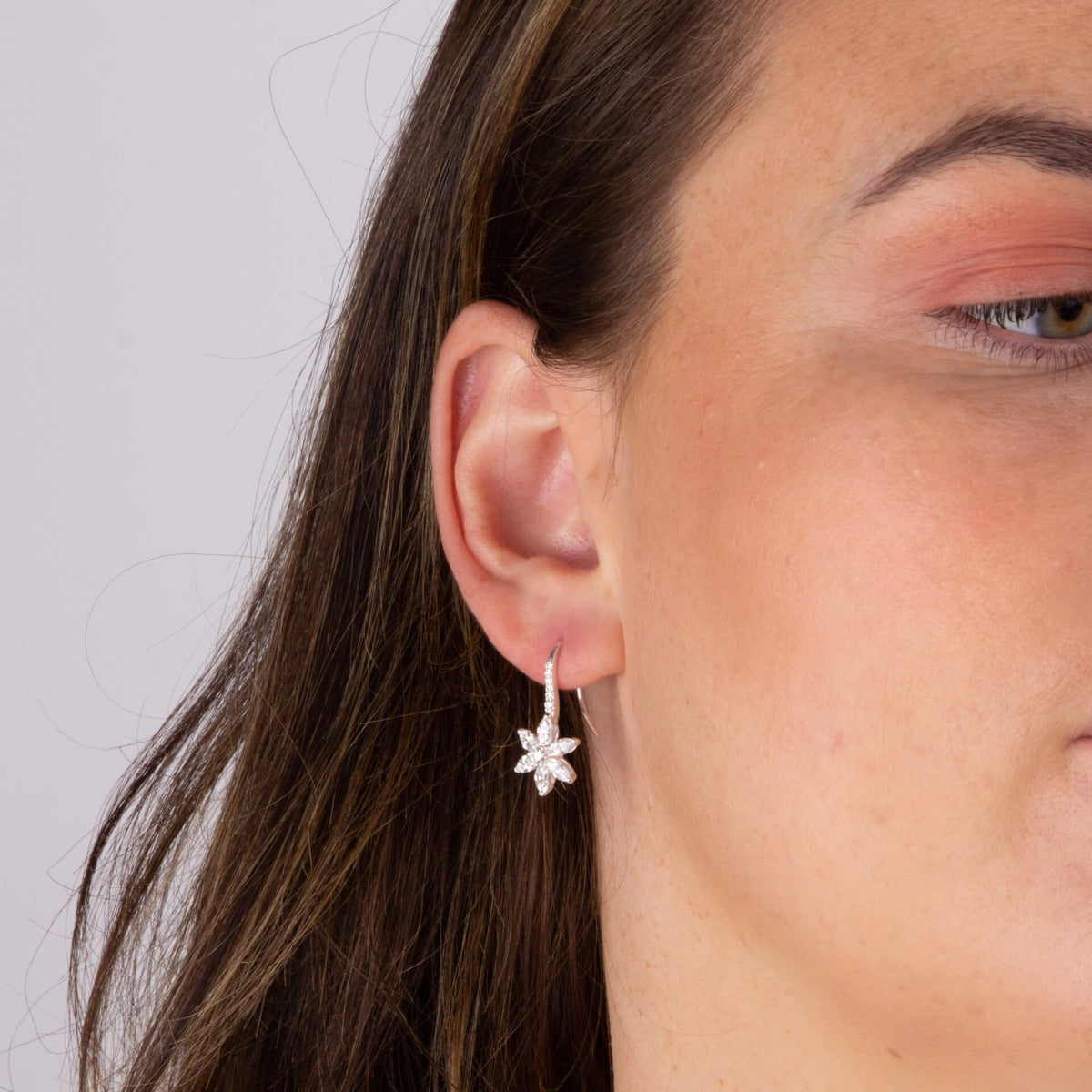 Beginnings Flower Drop Earrings with Cubic Zirconia