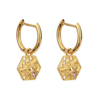 Beginnings Hexagon Bee Assembled Hoop Earrings