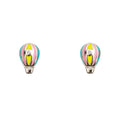 D For Diamond Enamel Hot Air Balloon Stud Earrings with Diamond