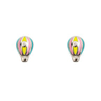 D For Diamond Enamel Hot Air Balloon Stud Earrings with Diamond