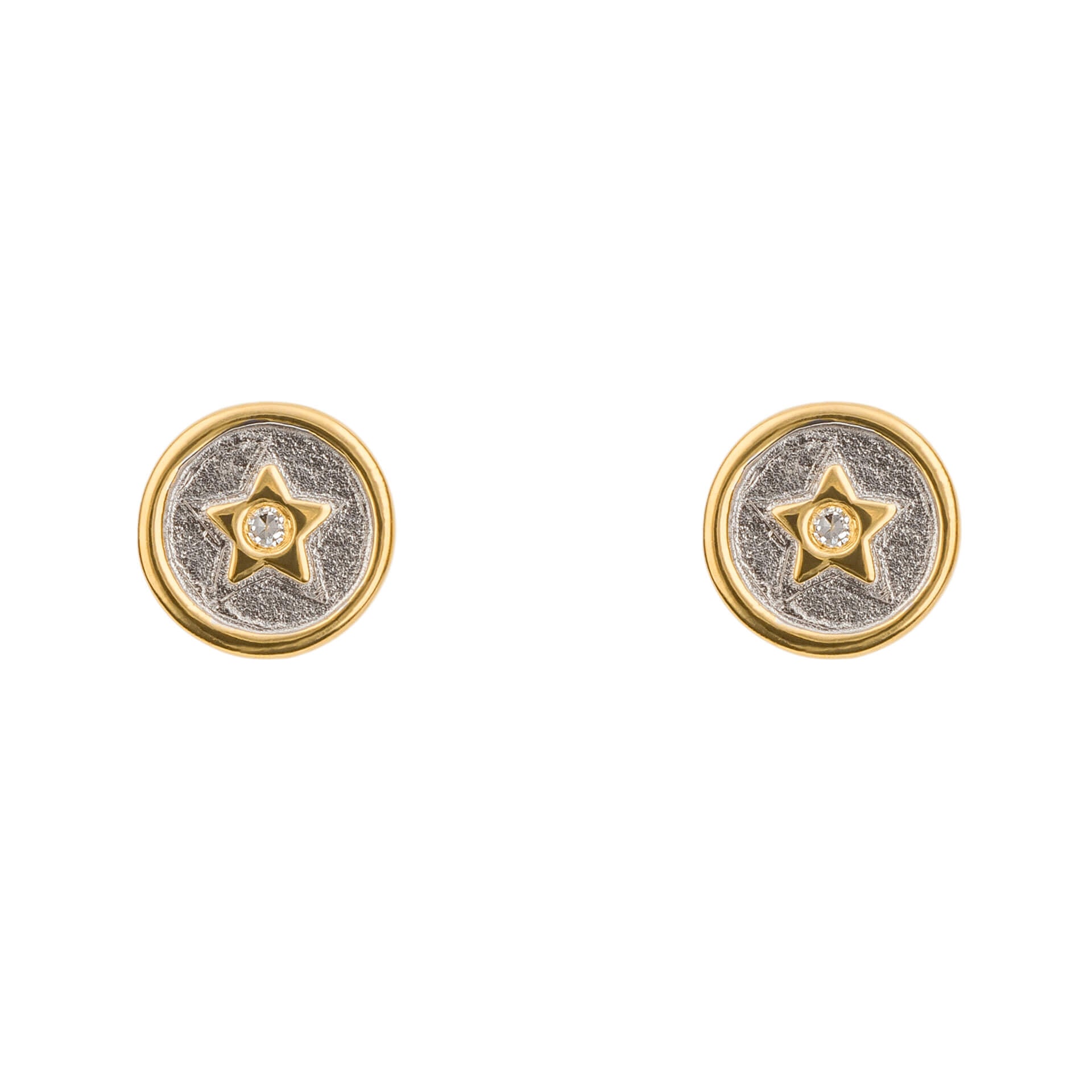 D For Diamond Shooting Star Round Stud Earrings with Diamond