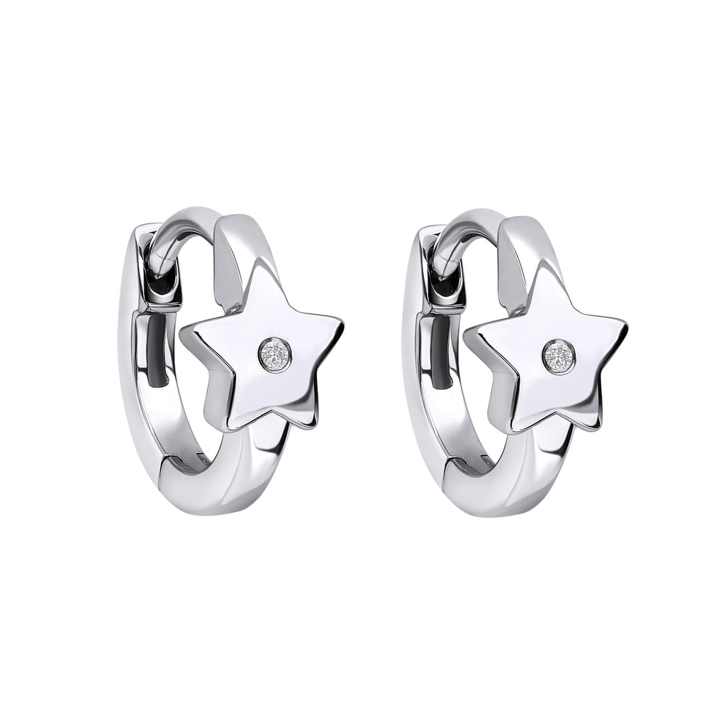 D For Diamond Star Hoop Earrings with Diamond