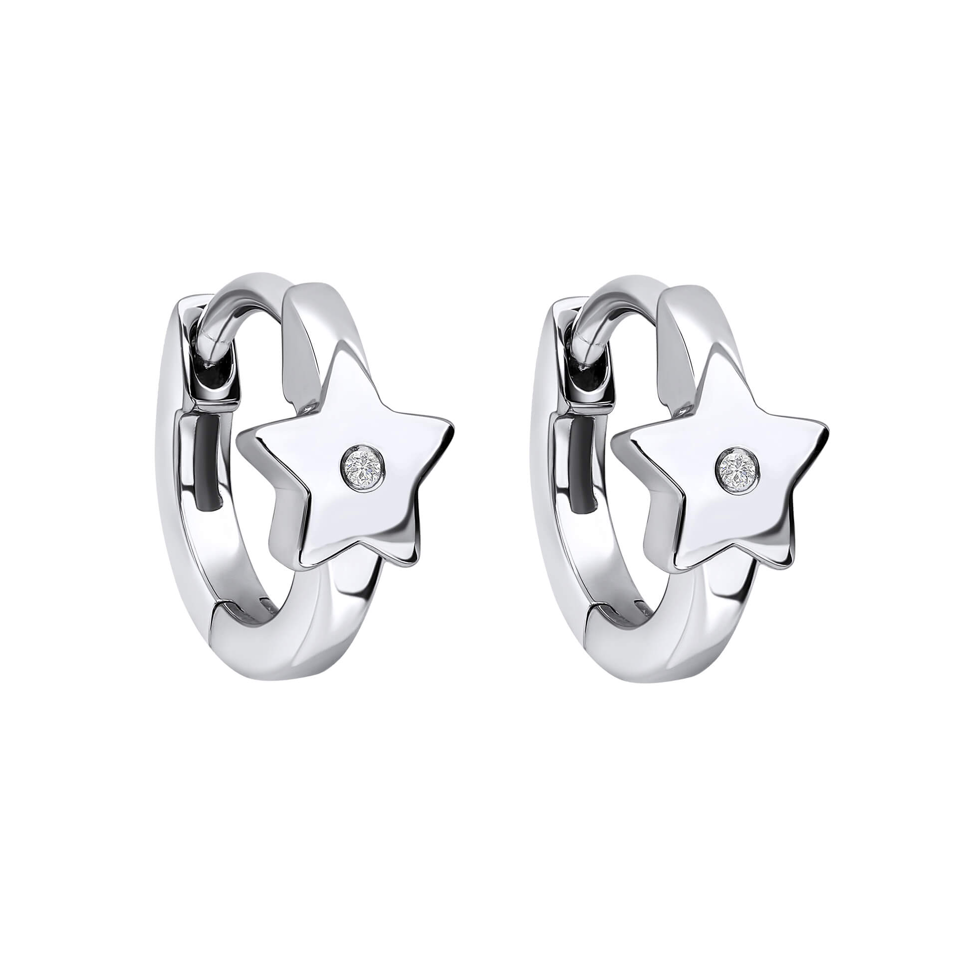 D For Diamond Star Hoop Earrings with Diamond