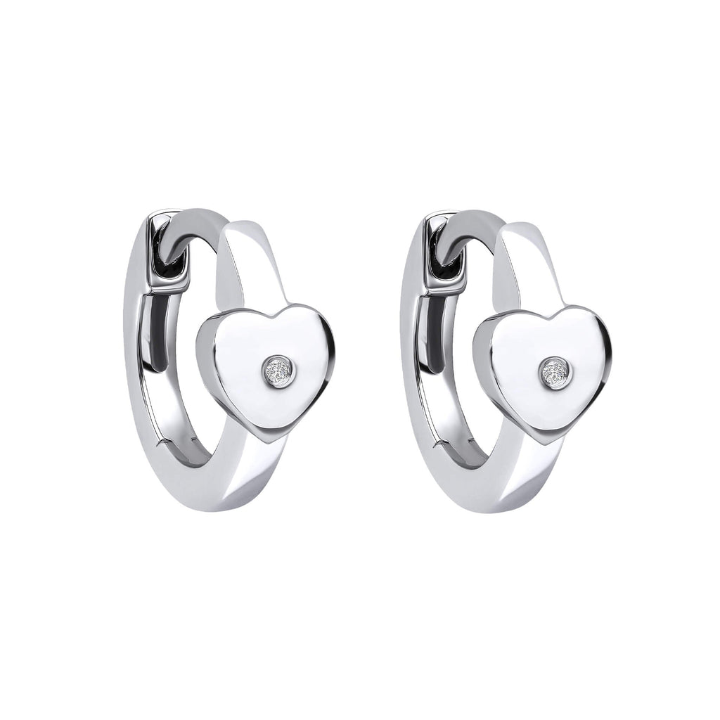 D For Diamond Heart Hoop Earrings with Diamond