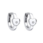 D For Diamond Heart Hoop Earrings with Diamond