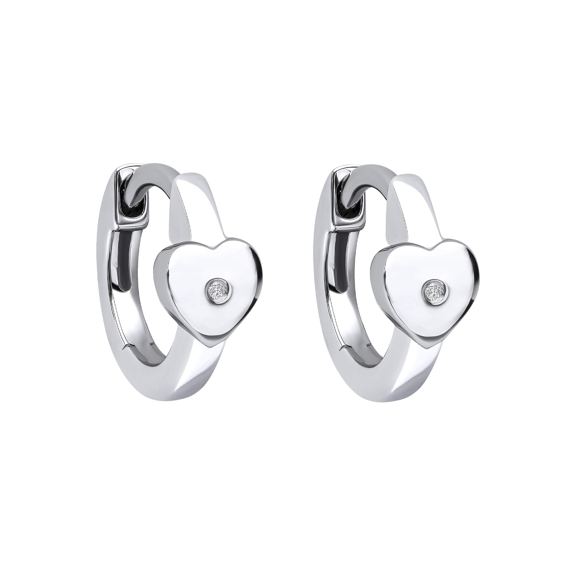D For Diamond Heart Hoop Earrings with Diamond