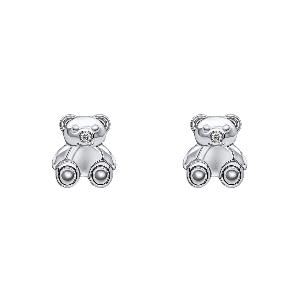 D For Diamond Teddy Bear Stud Earrings with Diamond