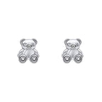 D For Diamond Teddy Bear Stud Earrings with Diamond
