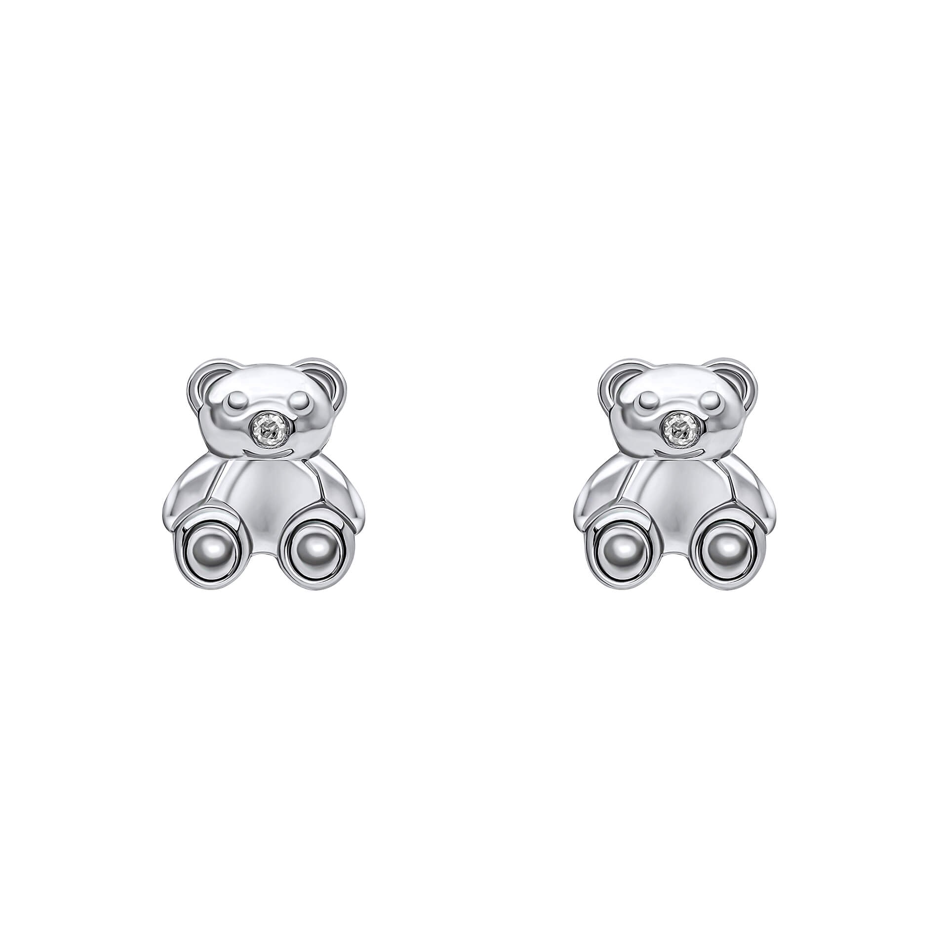 D For Diamond Teddy Bear Stud Earrings with Diamond
