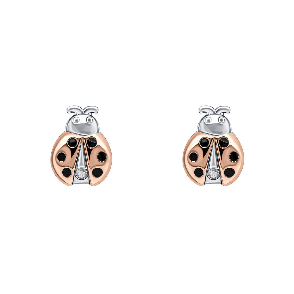 D For Diamond Ladybird Stud Earrings with Diamond