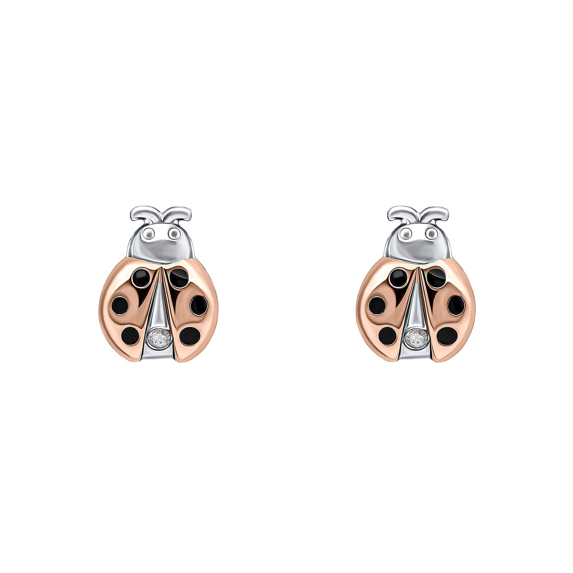D For Diamond Ladybird Stud Earrings with Diamond