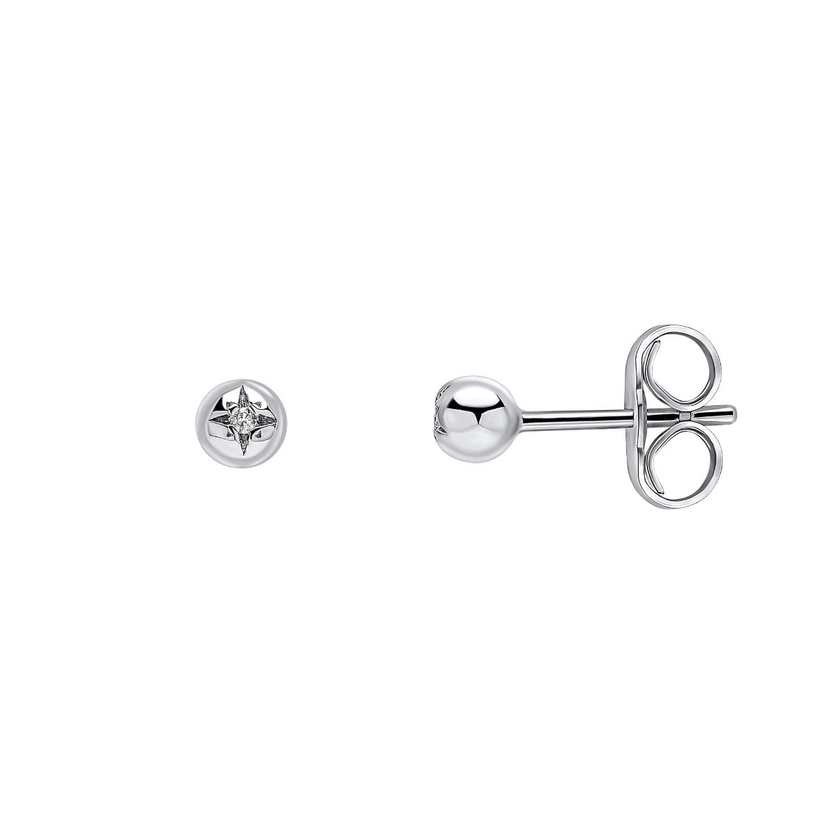 D For Diamond Spherical Starburst Stud Earrings with Diamond