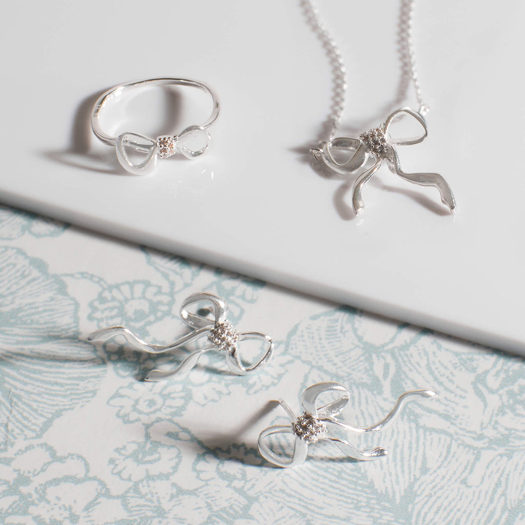Laura Ashley Fashion Ribbon Bow Earrings
