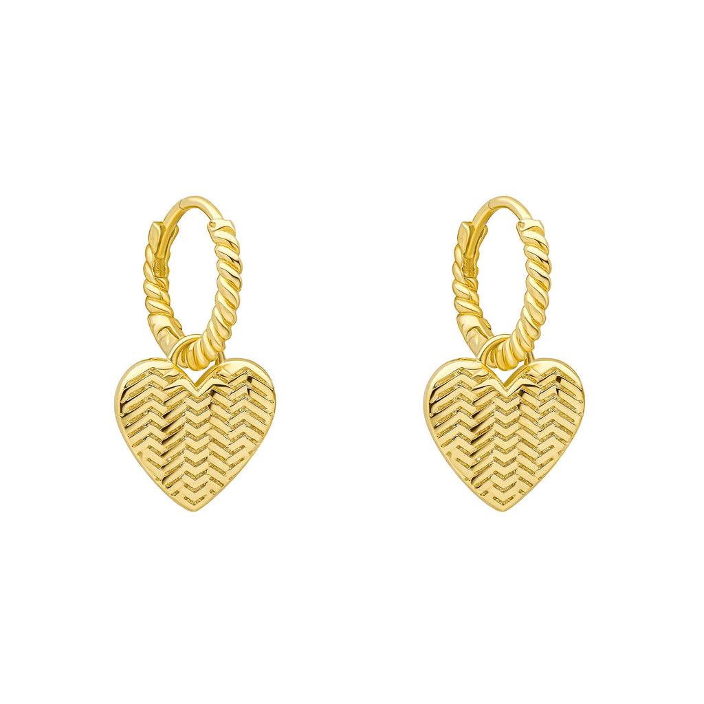Laura Ashley Silver Picnic Basket Weave Heart Hoop Earrings