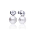 Diamonfire Shell Pearl and Zirconia Stud Earrings