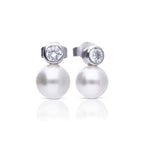 Diamonfire Shell Pearl and Zirconia Stud Earrings