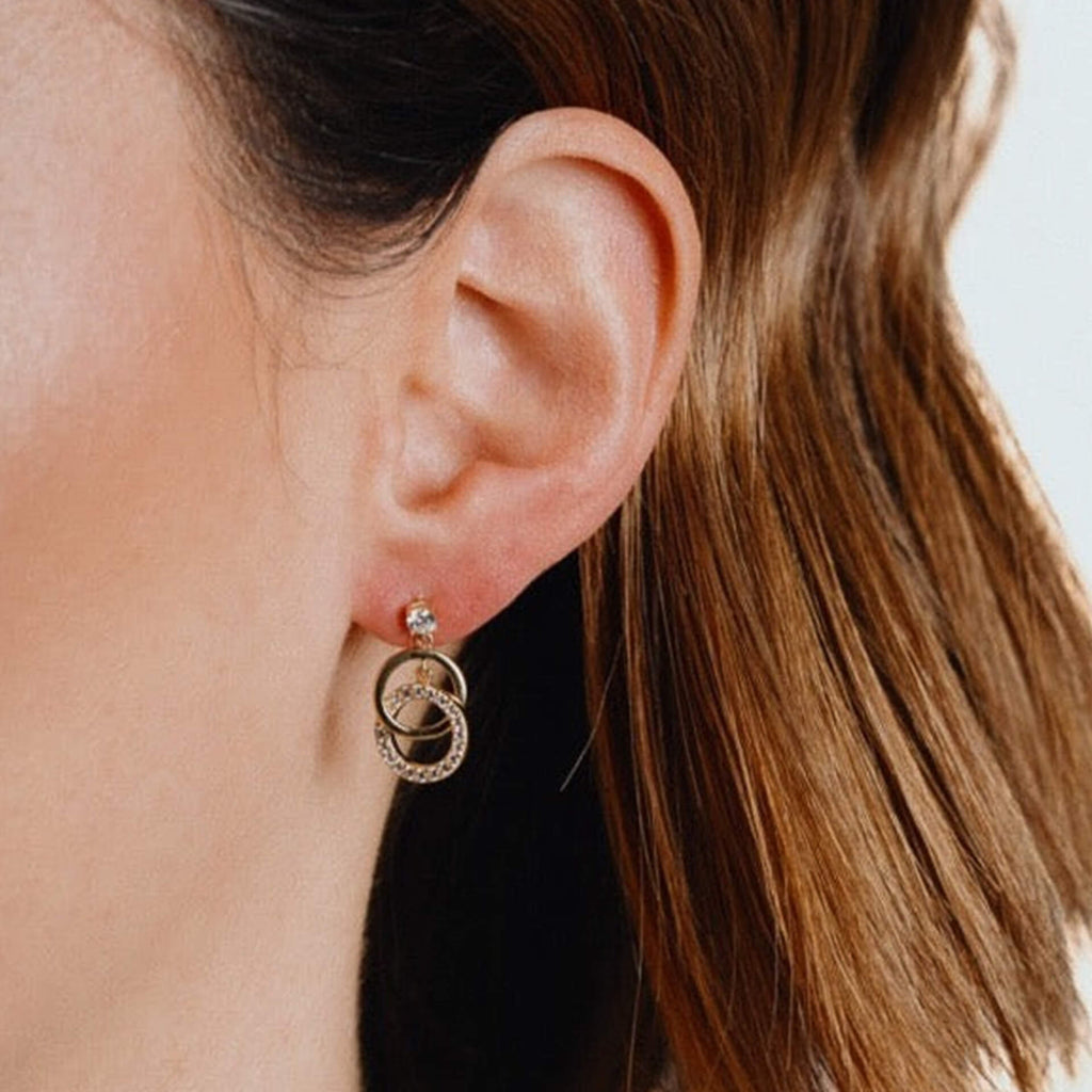 Diamonfire Interlinked Plain and Zirconia Rings Drop Earrings