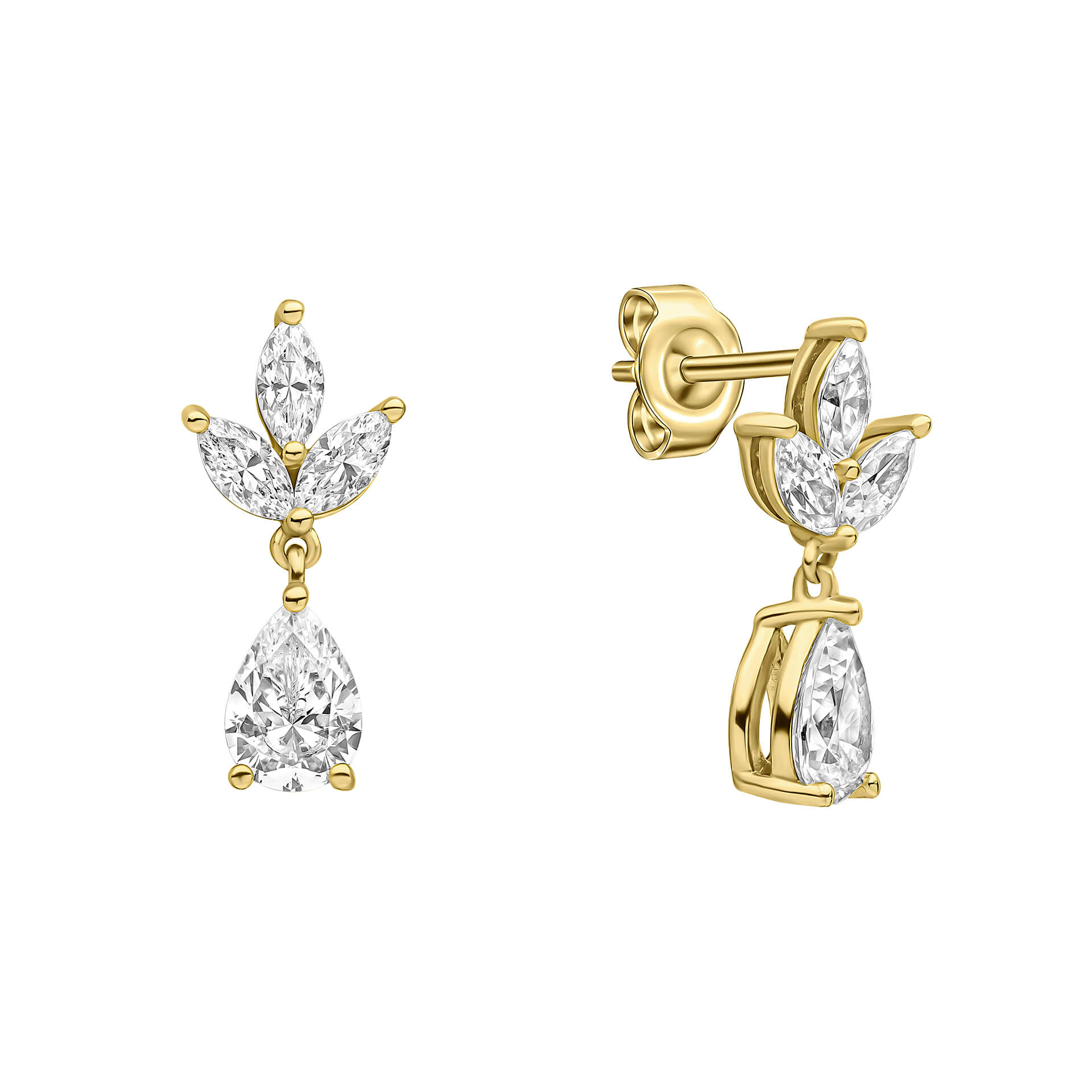Diamonfire Vine Leaf Earrings with Teardrop Drop