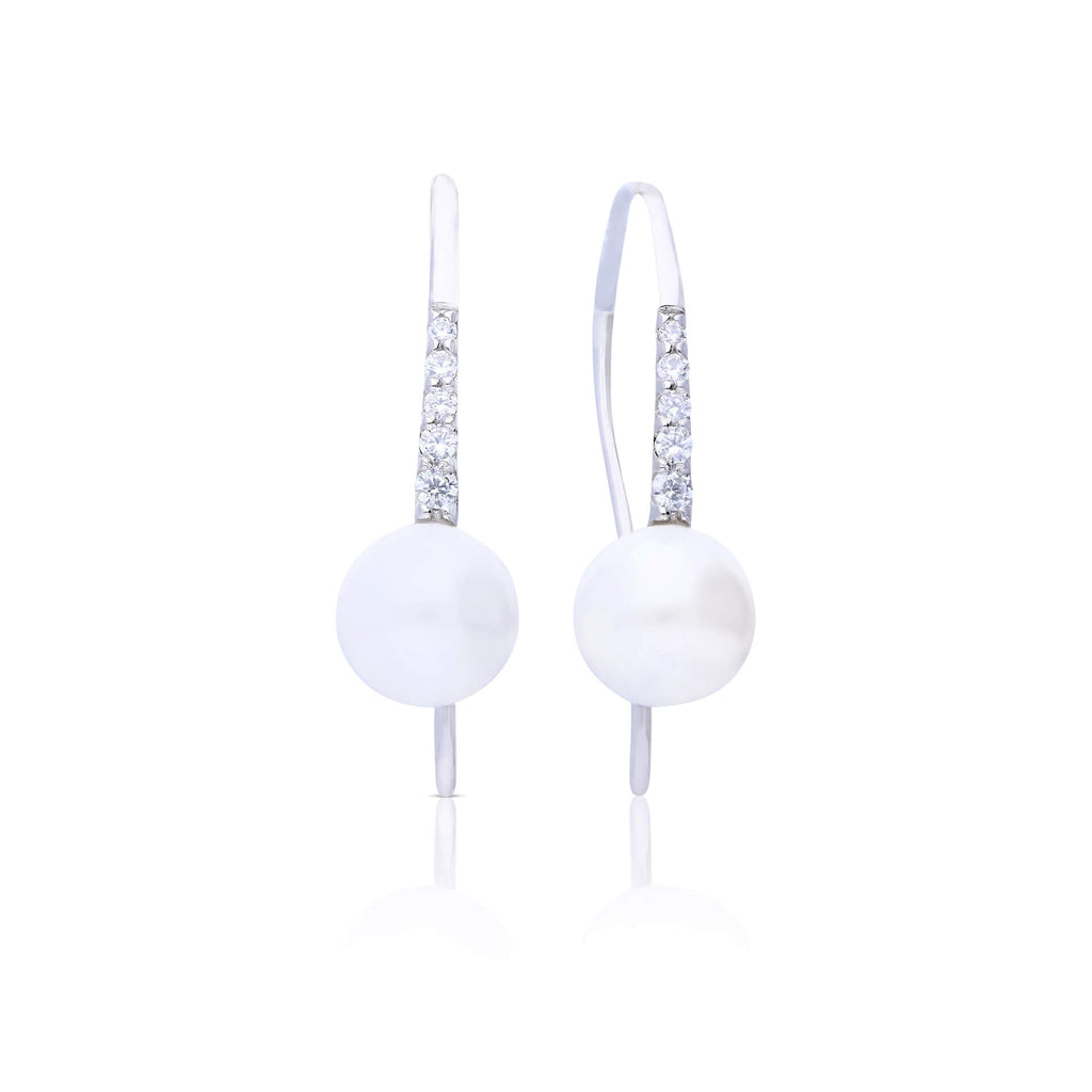 Diamonfire Shell Pearl and Zirconia Hook Earrings