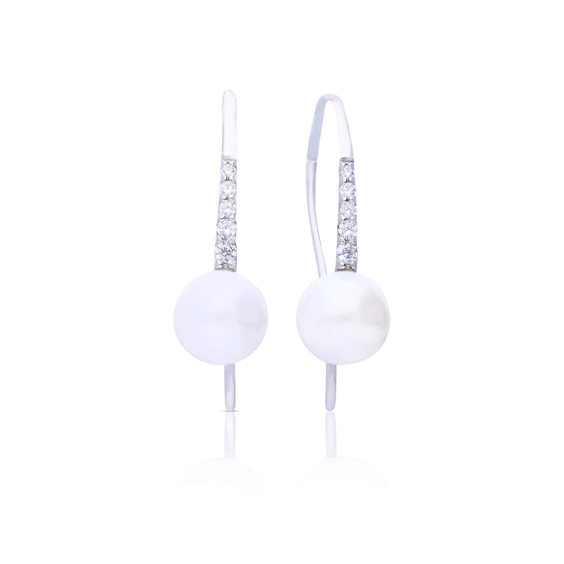 Diamonfire Shell Pearl and Zirconia Hook Earrings
