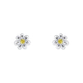 D For Diamond Daisy Stud Earrings with Yellow CZ and Diamond