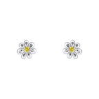 D For Diamond Daisy Stud Earrings with Yellow CZ and Diamond