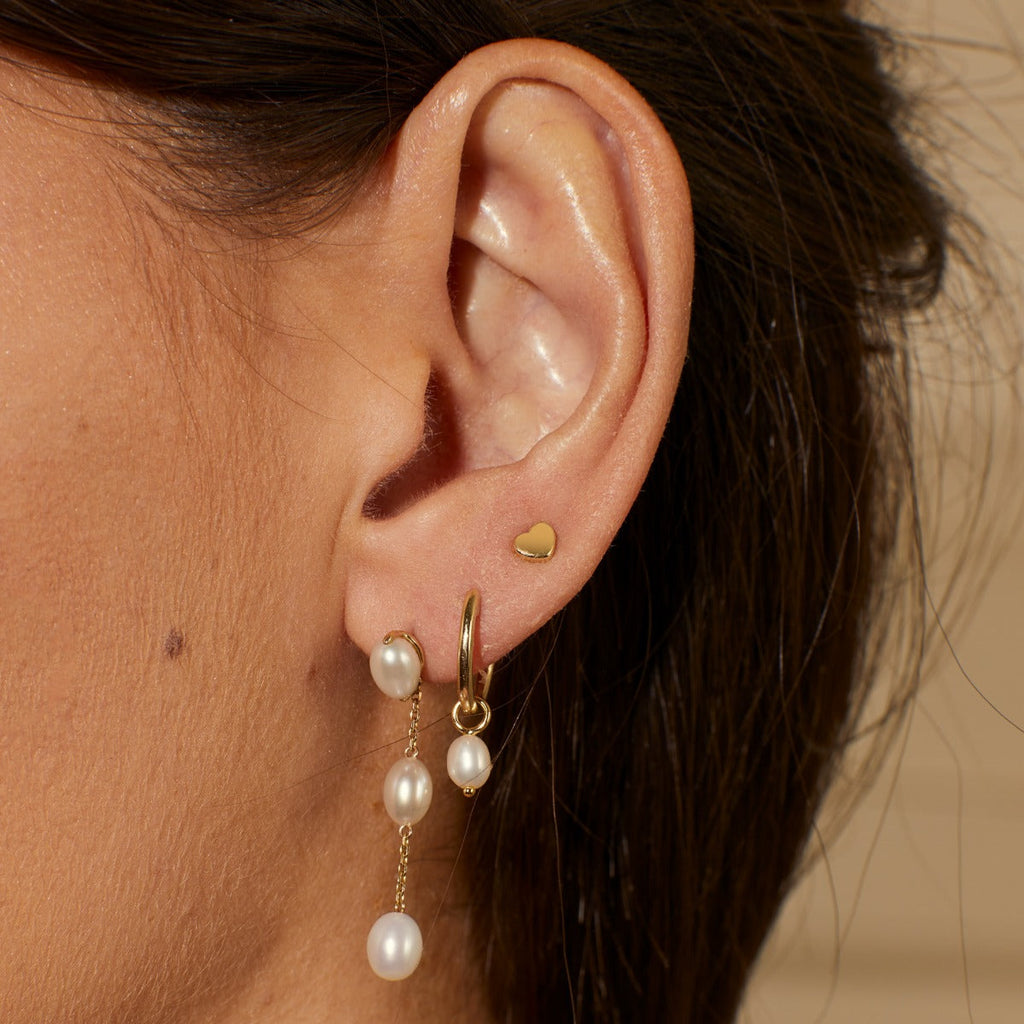Elements Gold Freshwater Pearl Hoop Earring Charms