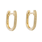 Elements Gold U Shape Pave Diamond Hoop Earrings