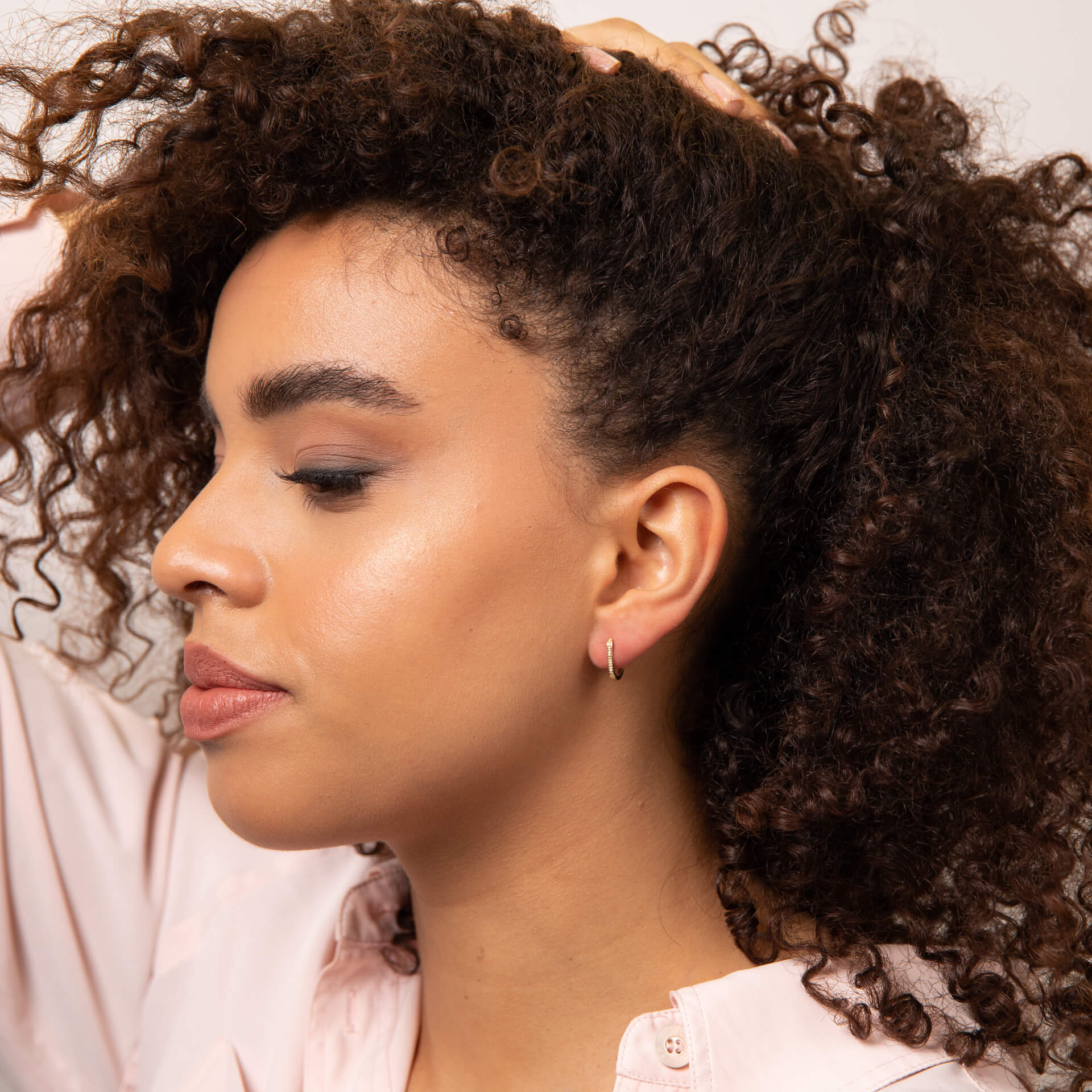 Elements Gold U Shape Pave Diamond Hoop Earrings