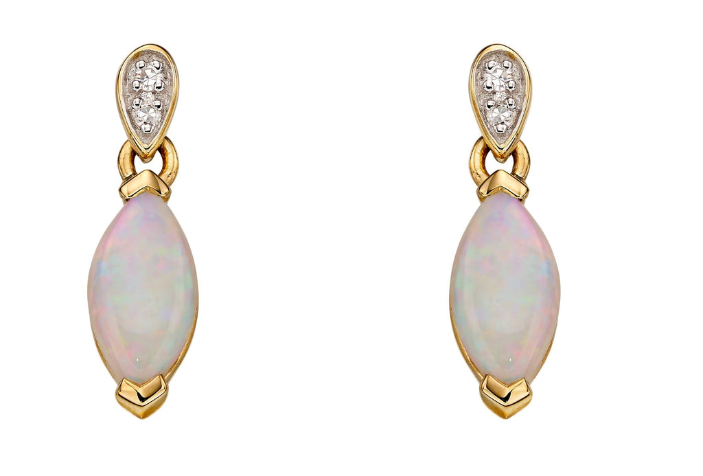 Elements Gold Opal Drop Earrings with Diamond