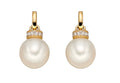 Elements Gold Freshwater Pearl Earrings with Diamond Set Top