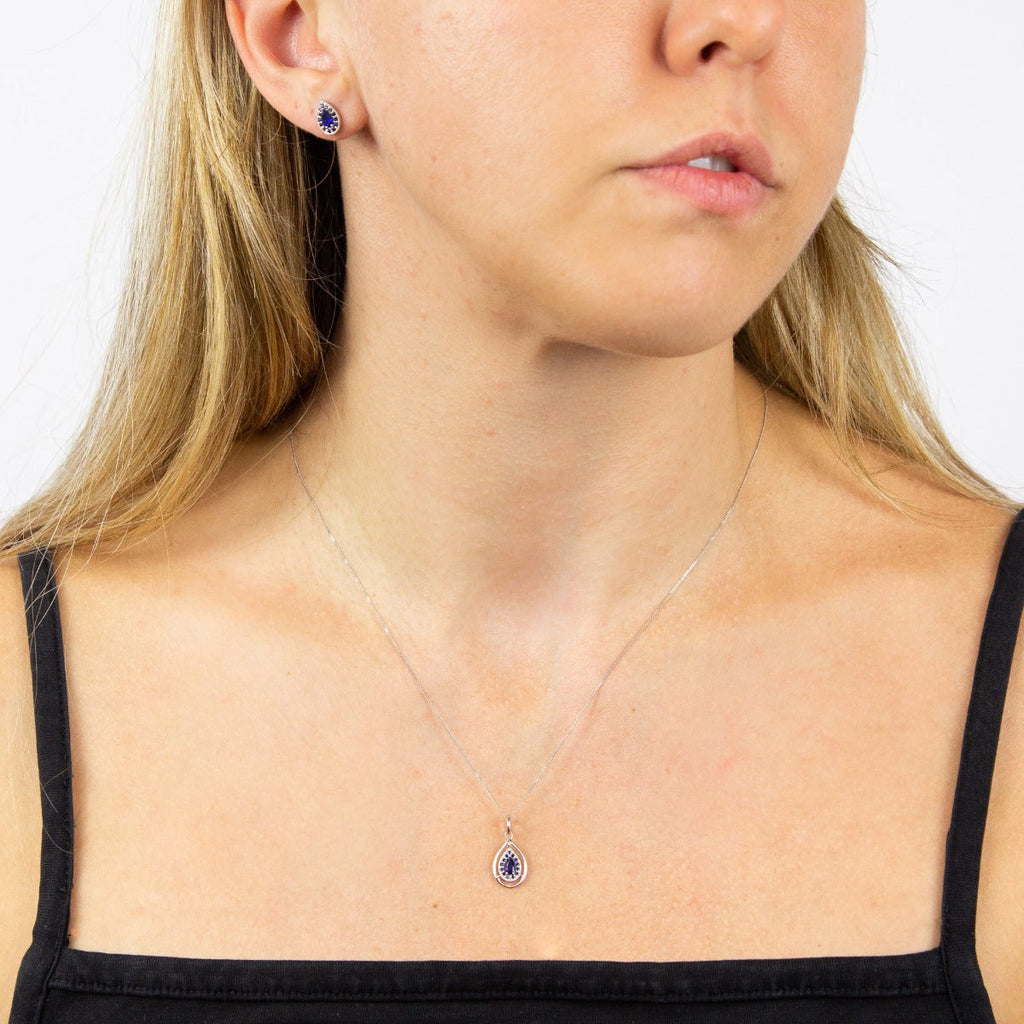 Elements Gold Cut Out Teardrop Pendant with Precious Stone