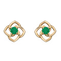Elements Gold Cut Out Flower Stud Earrings with Emerald