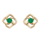 Elements Gold Cut Out Flower Stud Earrings with Emerald