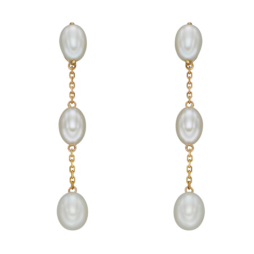 Elements Gold Freshwater Pearl Tier Drop Earrings