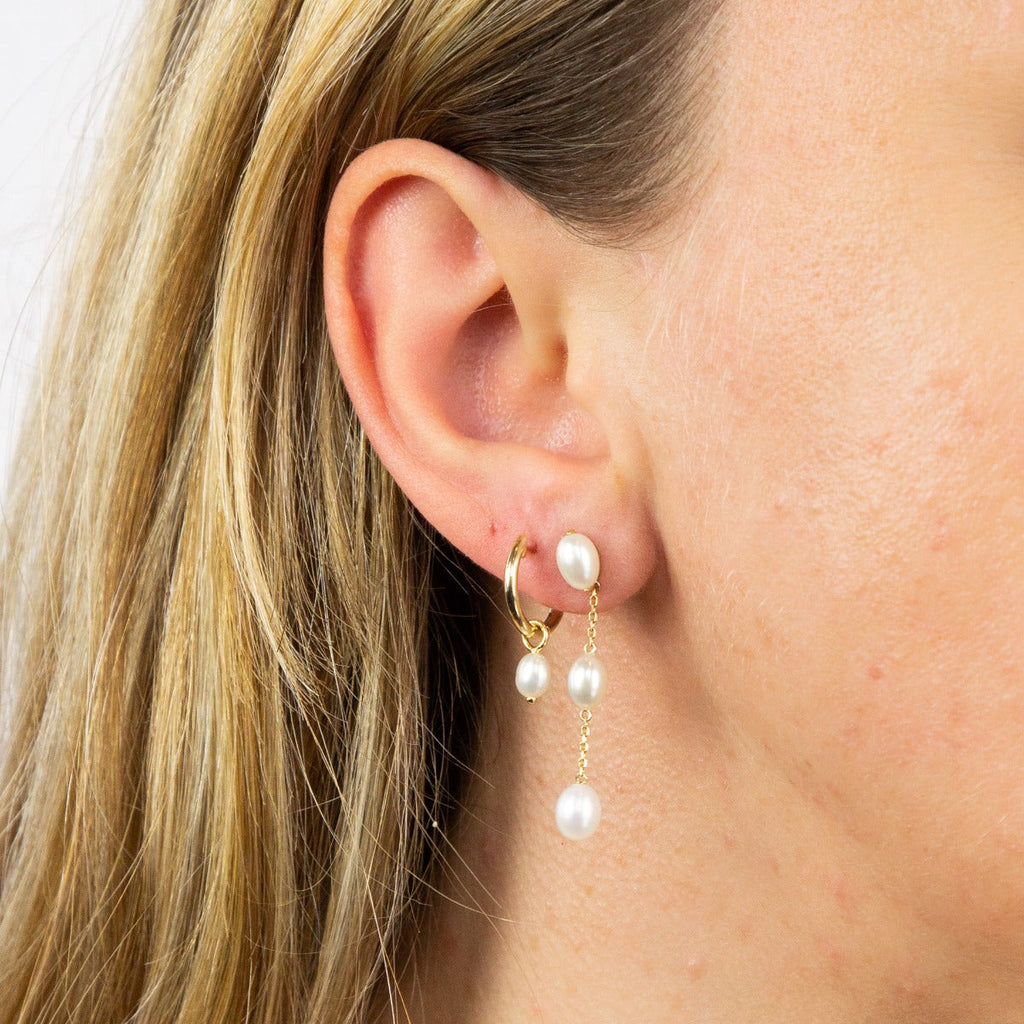Elements Gold Freshwater Pearl Hoop Earring Charms
