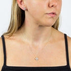 Elements Gold Puffed Flower Pendant with Diamonds