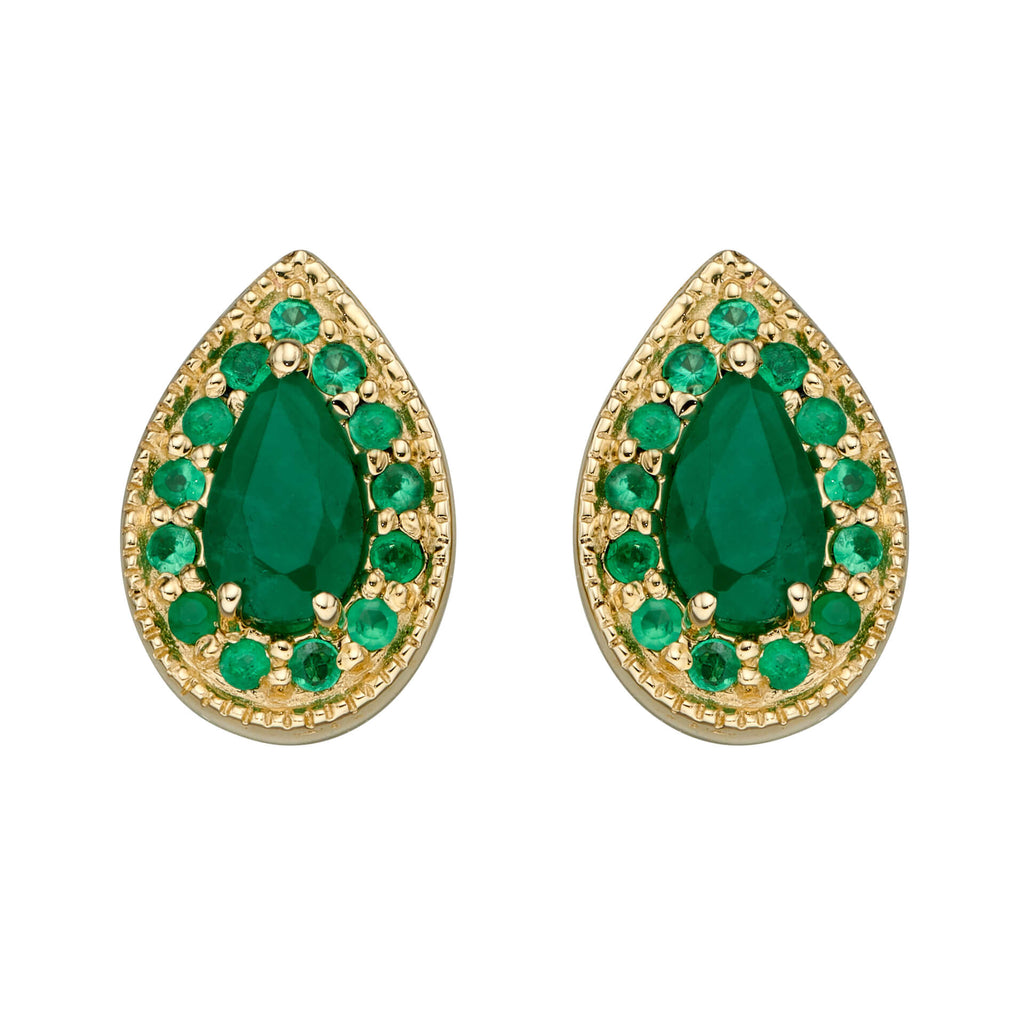 Elements Gold Teardrop Earrings with Precious Stone