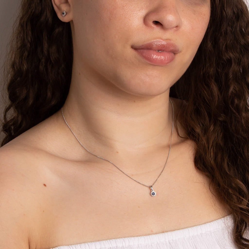 Elements Gold Round Precious Stone Pendant with Diamond Surround