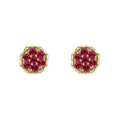 Elements Gold Seven Stone Ruby Cluster Earrings