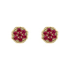 Elements Gold Seven Stone Ruby Cluster Earrings